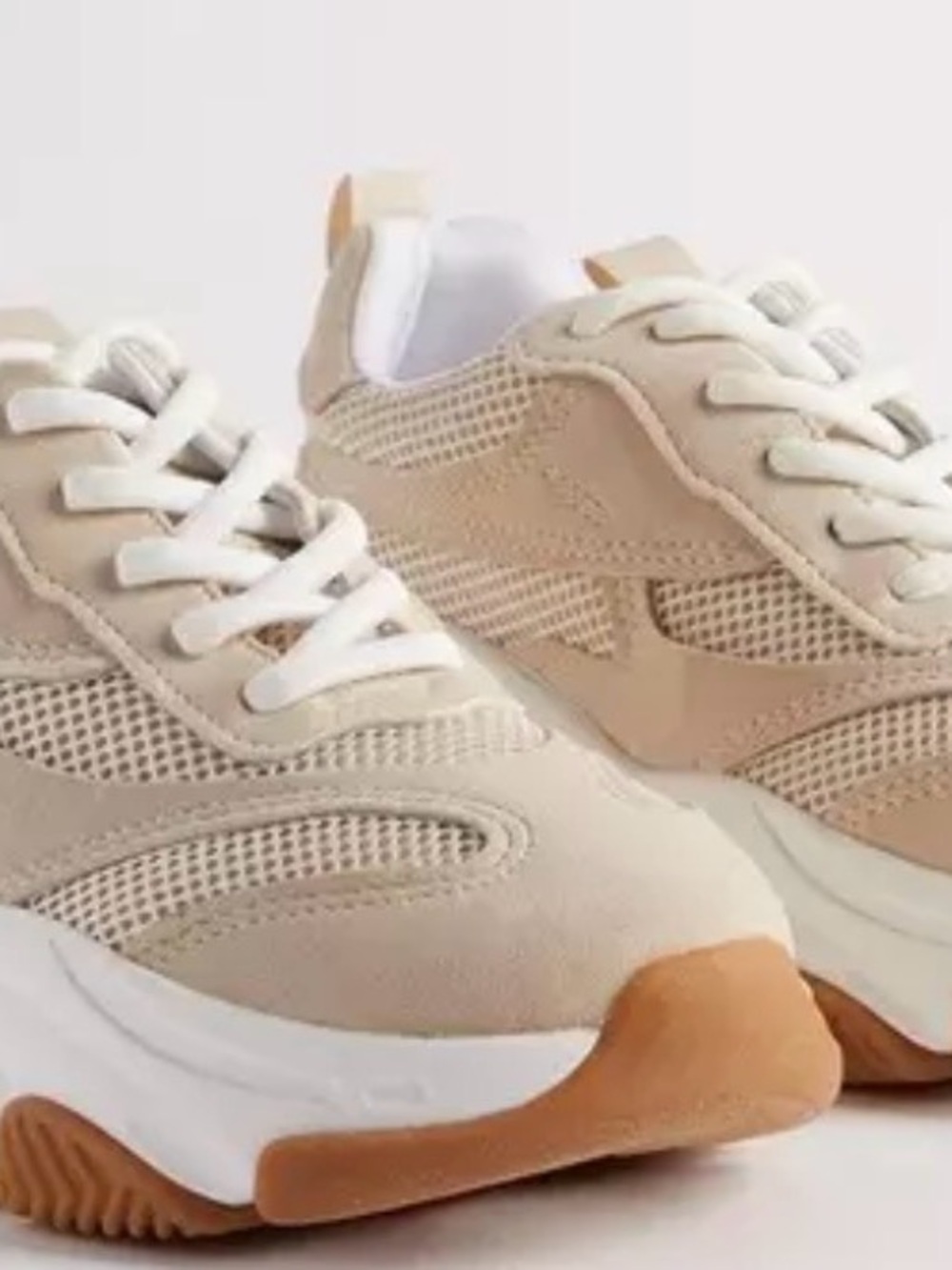 torrid Beige Mesh & Suede Chunky Sneakers with Gum Sole